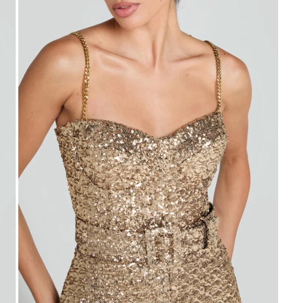 NEW Nadine Merabi LUCINDA GOLD JUMPSUIT Sz:XL Original Price $545 - Picture 5 of 11